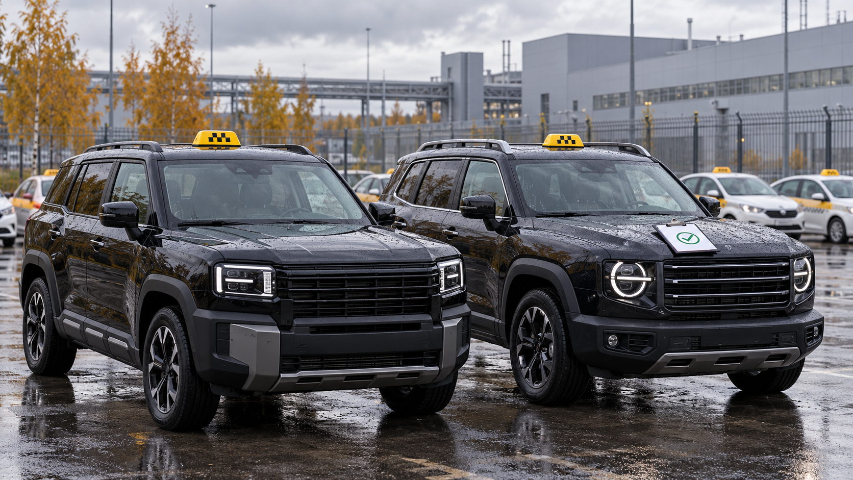Два новых кроссовера-такси стоят у ворот тульского автозавода как символ допуска Haval H3 и Dargo в реестр.