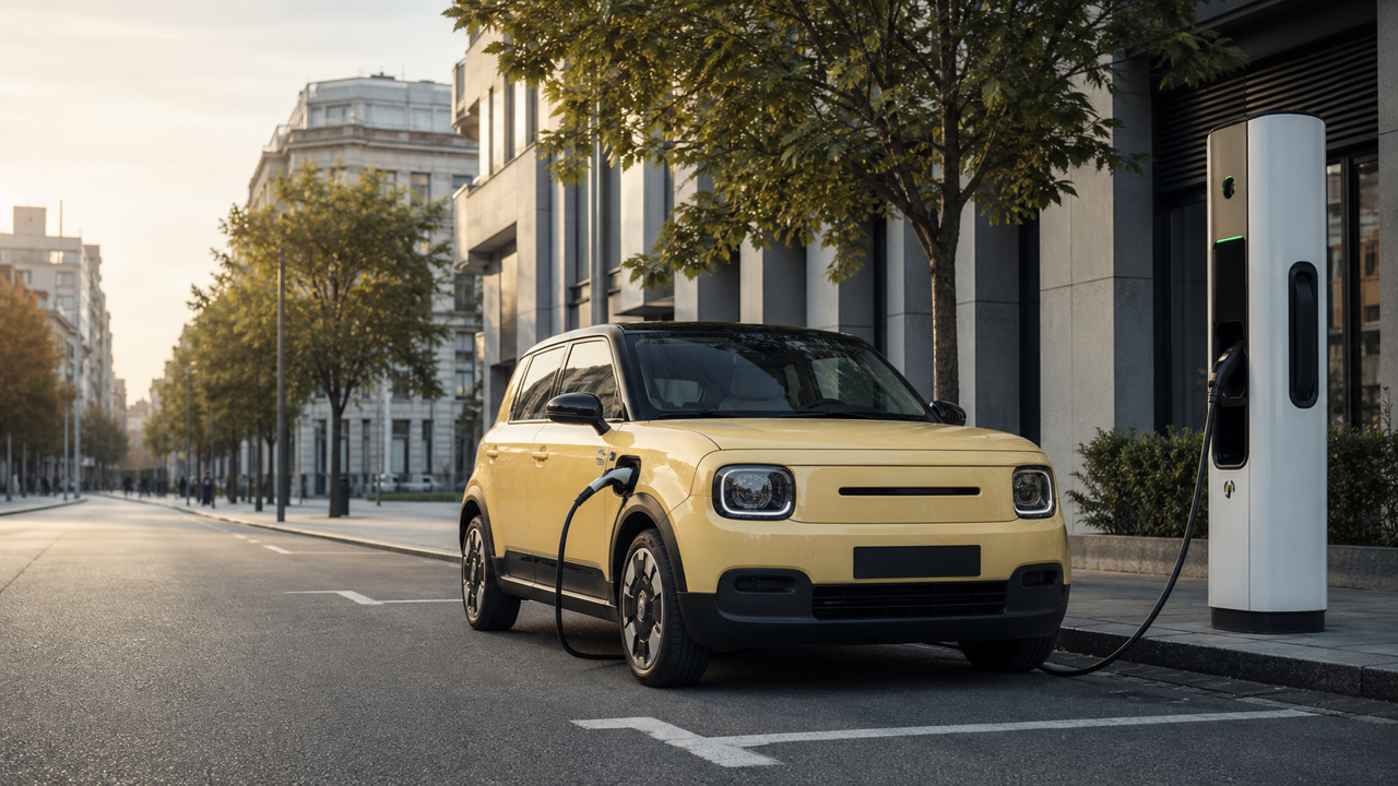 Базовый электрический Renault 5 подключён к быстрой зарядной станции
